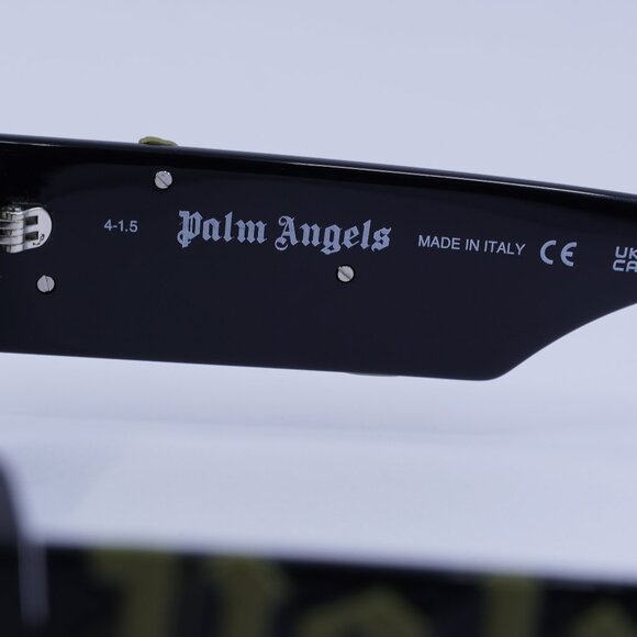 Palm Angels PERI007 ANGEL 1055 Sunglasses Black Rectangle Frame, Green Lenses - Picture 8 of 11